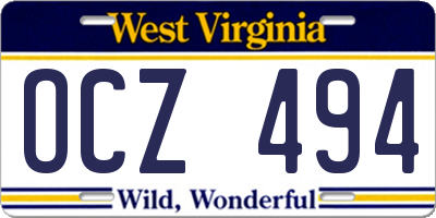 WV license plate OCZ494