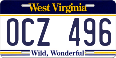 WV license plate OCZ496