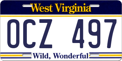 WV license plate OCZ497