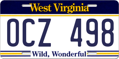 WV license plate OCZ498