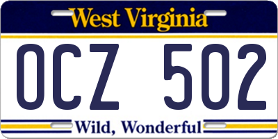 WV license plate OCZ502