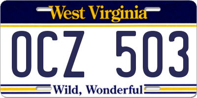 WV license plate OCZ503