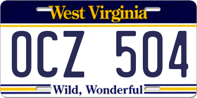 WV license plate OCZ504