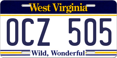 WV license plate OCZ505
