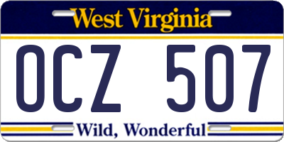 WV license plate OCZ507