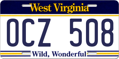 WV license plate OCZ508
