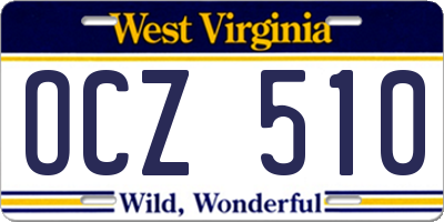 WV license plate OCZ510