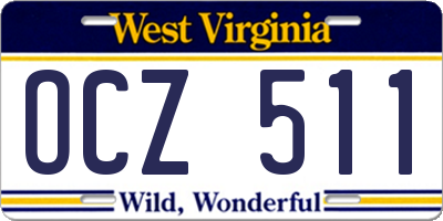 WV license plate OCZ511