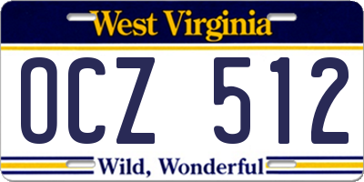 WV license plate OCZ512