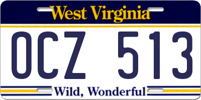 WV license plate OCZ513
