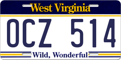 WV license plate OCZ514