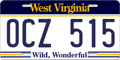 WV license plate OCZ515