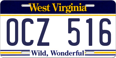 WV license plate OCZ516