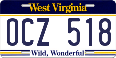 WV license plate OCZ518