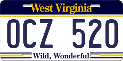 WV license plate OCZ520