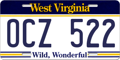 WV license plate OCZ522