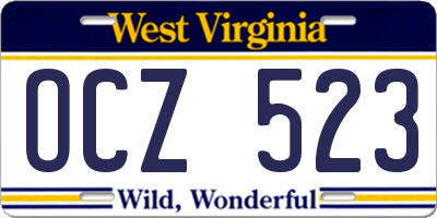 WV license plate OCZ523