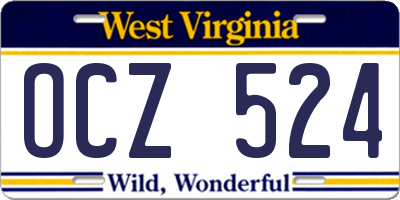 WV license plate OCZ524