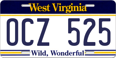 WV license plate OCZ525