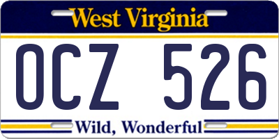 WV license plate OCZ526