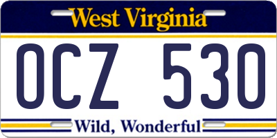 WV license plate OCZ530