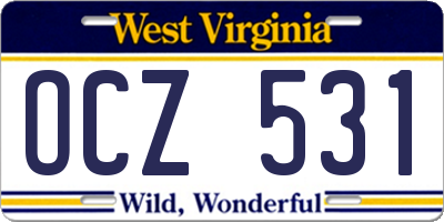 WV license plate OCZ531