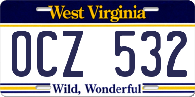 WV license plate OCZ532