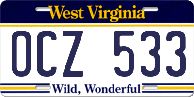 WV license plate OCZ533