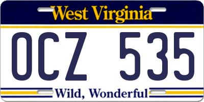 WV license plate OCZ535