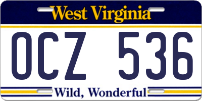 WV license plate OCZ536