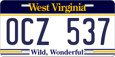 WV license plate OCZ537