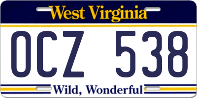 WV license plate OCZ538