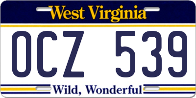 WV license plate OCZ539