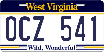 WV license plate OCZ541