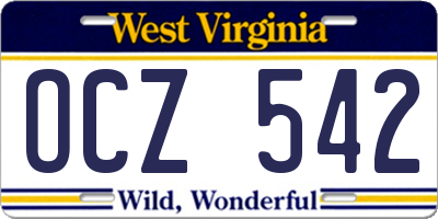 WV license plate OCZ542
