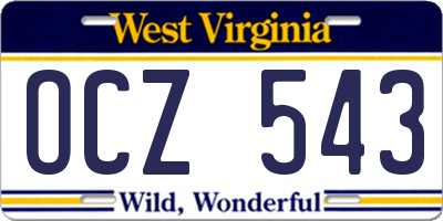 WV license plate OCZ543