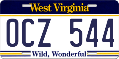 WV license plate OCZ544