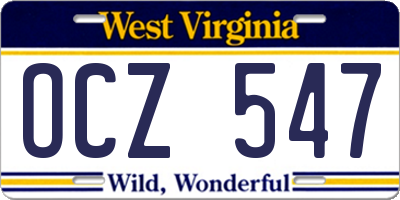WV license plate OCZ547