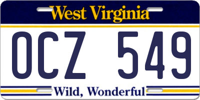 WV license plate OCZ549