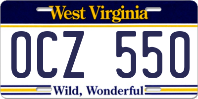 WV license plate OCZ550