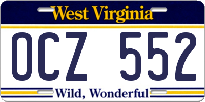 WV license plate OCZ552
