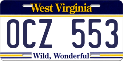 WV license plate OCZ553