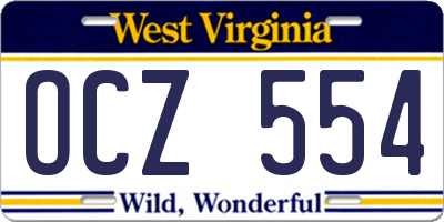 WV license plate OCZ554
