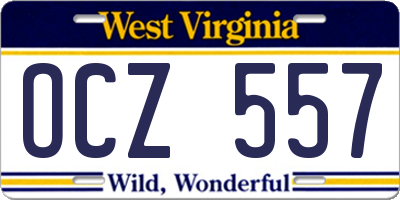 WV license plate OCZ557