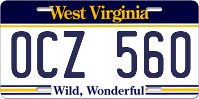 WV license plate OCZ560