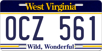 WV license plate OCZ561