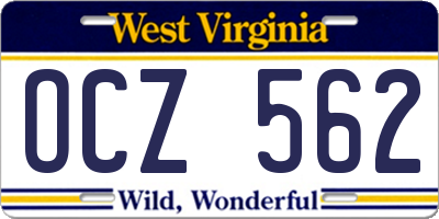 WV license plate OCZ562