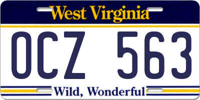 WV license plate OCZ563