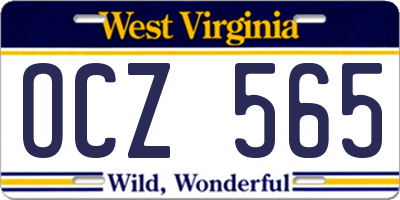 WV license plate OCZ565