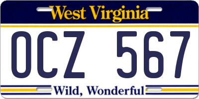WV license plate OCZ567